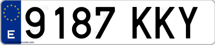 Ejemplo de matrícula de coche ordinaria 9187 KKY