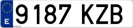 Ejemplo de matrícula de coche ordinaria 9187 KZB