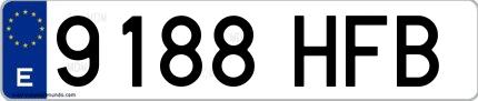 Ejemplo de matrícula española 9188 HFB
