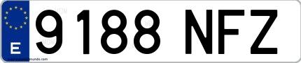 Ejemplo de matrícula española 9188 NFZ