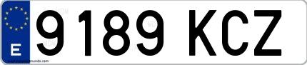 Ejemplo de matrícula española 9189 KCZ