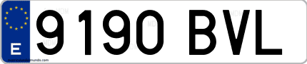 Ejemplo de matrícula de coche ordinaria 9190 BVL