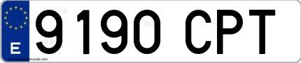 Ejemplo de matrícula española 9190 CPT