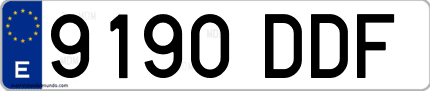 Ejemplo de matrícula de coche ordinaria 9190 DDF