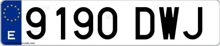 Ejemplo de matrícula española 9190 DWJ