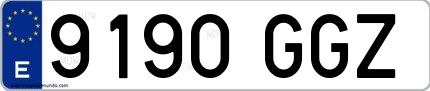 Ejemplo de matrícula española 9190 GGZ