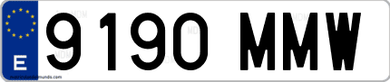 Ejemplo de matrícula de coche ordinaria 9190 MMW