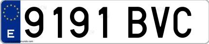 Ejemplo de matrícula española 9191 BVC