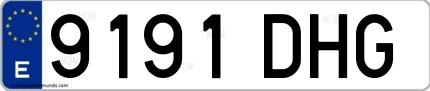Ejemplo de matrícula española 9191 DHG