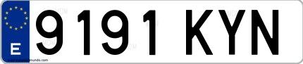 Ejemplo de matrícula española 9191 KYN