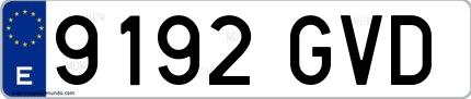 Ejemplo de matrícula española 9192 GVD
