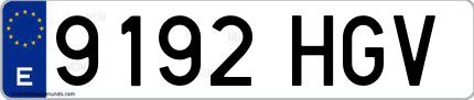 Ejemplo de matrícula española 9192 HGV