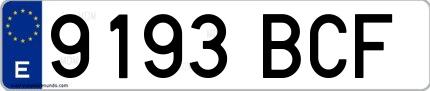 Ejemplo de matrícula española 9193 BCF