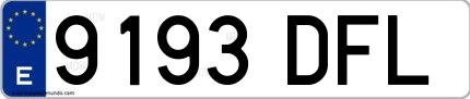 Ejemplo de matrícula española 9193 DFL