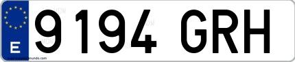 Ejemplo de matrícula española 9194 GRH