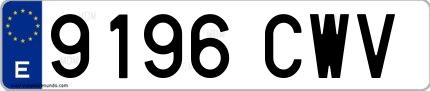 Ejemplo de matrícula española 9196 CWV