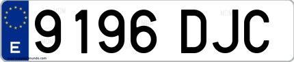 Ejemplo de matrícula española 9196 DJC