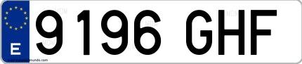Ejemplo de matrícula de coche ordinaria 9196 GHF