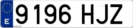 Ejemplo de matrícula española 9196 HJZ