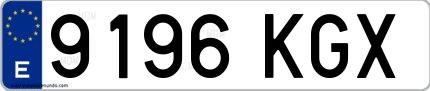 Ejemplo de matrícula española 9196 KGX