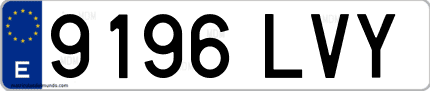 Ejemplo de matrícula de coche ordinaria 9196 LVY