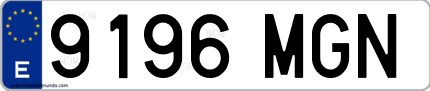 Ejemplo de matrícula de coche ordinaria 9196 MGN
