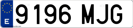 Ejemplo de matrícula de coche ordinaria 9196 MJG