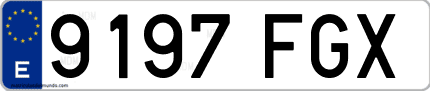 Ejemplo de matrícula de coche ordinaria 9197 FGX