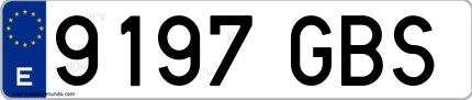 Ejemplo de matrícula española 9197 GBS