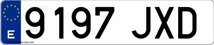 Ejemplo de matrícula de coche ordinaria 9197 JXD