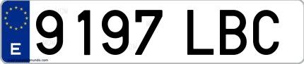 Ejemplo de matrícula española 9197 LBC