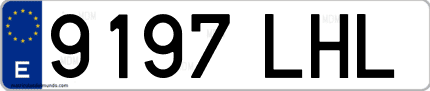 Ejemplo de matrícula de coche ordinaria 9197 LHL