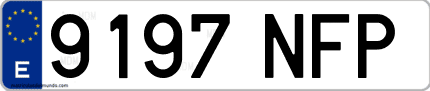 Ejemplo de matrícula de coche ordinaria 9197 NFP