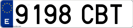 Ejemplo de matrícula de coche ordinaria 9198 CBT
