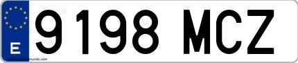 Ejemplo de matrícula española 9198 MCZ