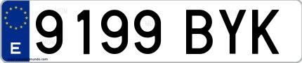 Ejemplo de matrícula española 9199 BYK