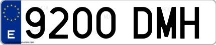 Ejemplo de matrícula española 9200 DMH