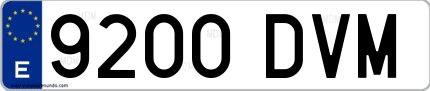 Ejemplo de matrícula española 9200 DVM