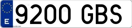 Ejemplo de matrícula española 9200 GBS