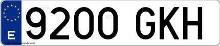 Ejemplo de matrícula española 9200 GKH