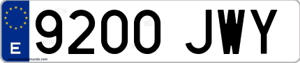 Ejemplo de matrícula de coche ordinaria 9200 JWY