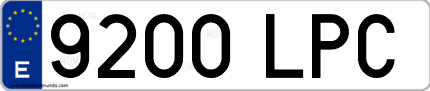 Ejemplo de matrícula de coche ordinaria 9200 LPC