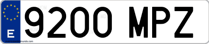 Ejemplo de matrícula de coche ordinaria 9200 MPZ