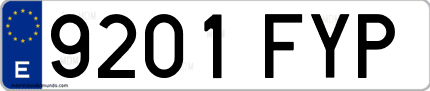 Ejemplo de matrícula de coche ordinaria 9201 FYP