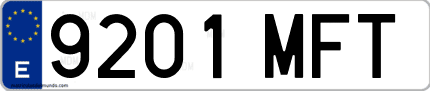 Ejemplo de matrícula de coche ordinaria 9201 MFT