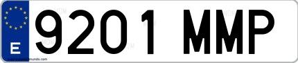 Ejemplo de matrícula española 9201 MMP