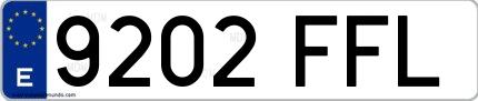 Ejemplo de matrícula de coche ordinaria 9202 FFL