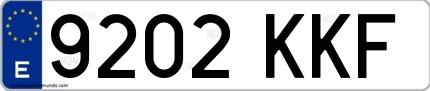 Ejemplo de matrícula española 9202 KKF