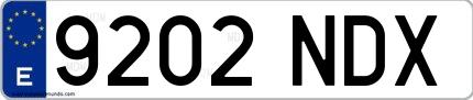Ejemplo de matrícula española 9202 NDX