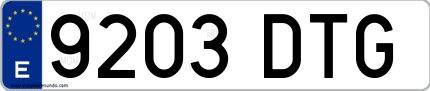 Ejemplo de matrícula española 9203 DTG